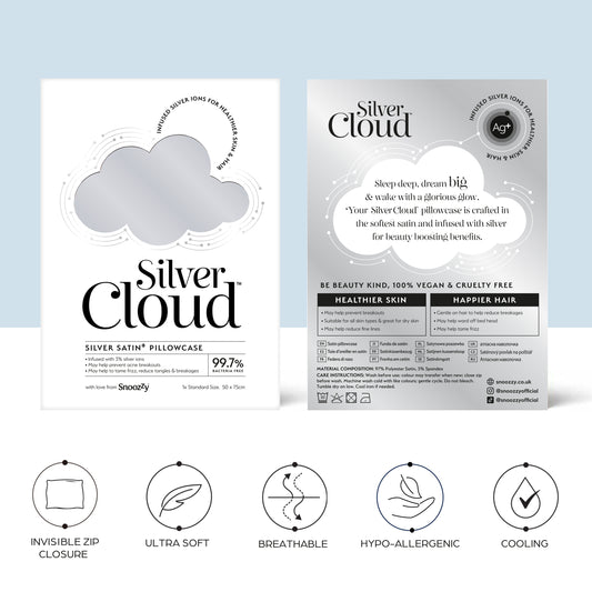 Satín silki koddaver frá Silver Cloud sem hrindir frá sér bakteríum