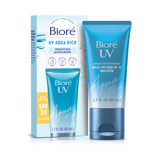 Bioré Aqua Rich sólarvörn með SPF 30 sem stíflar ekki svitaholur