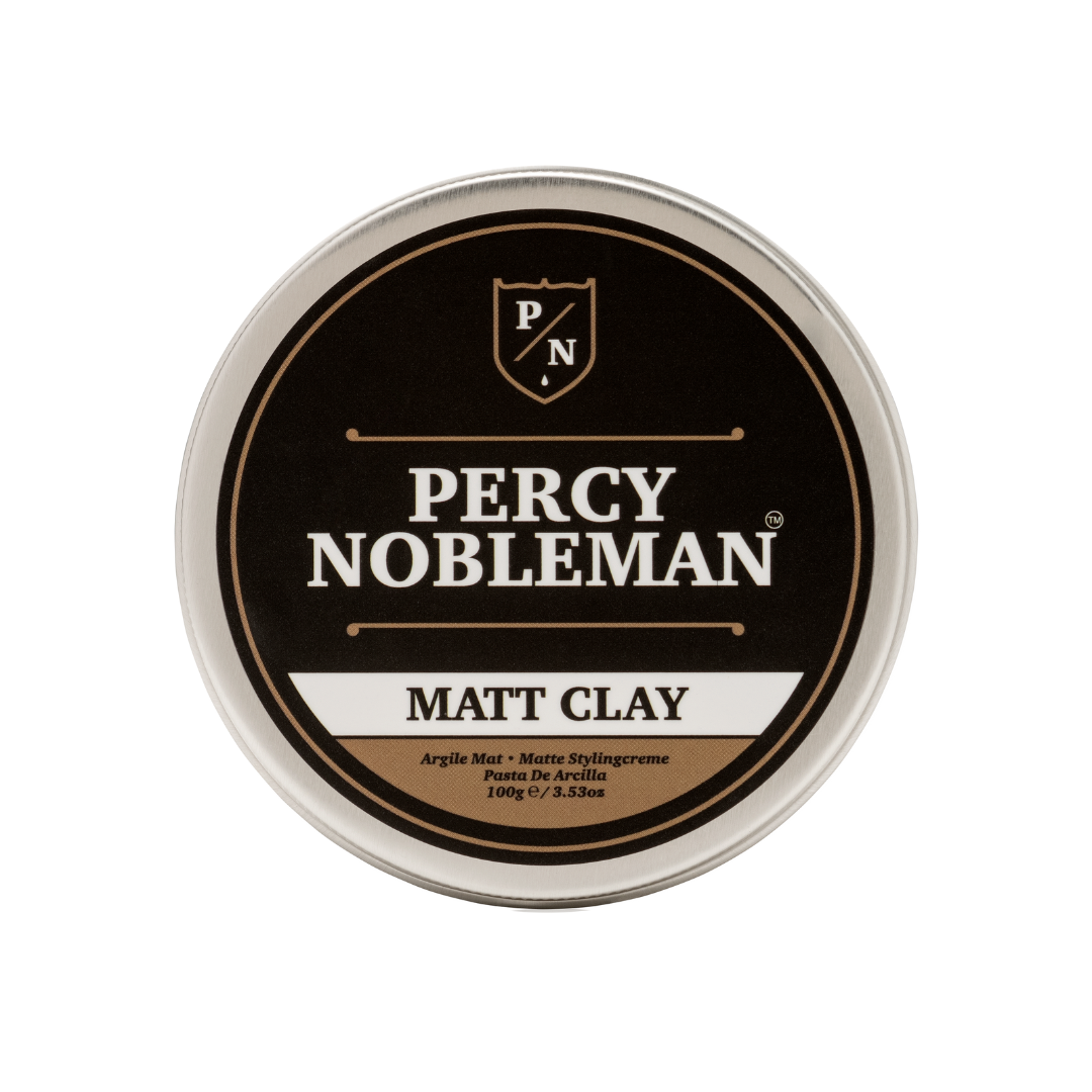 Mattur leir frá Percy Nobleman  sem gefur þurra áferð með sterku haldi án glans