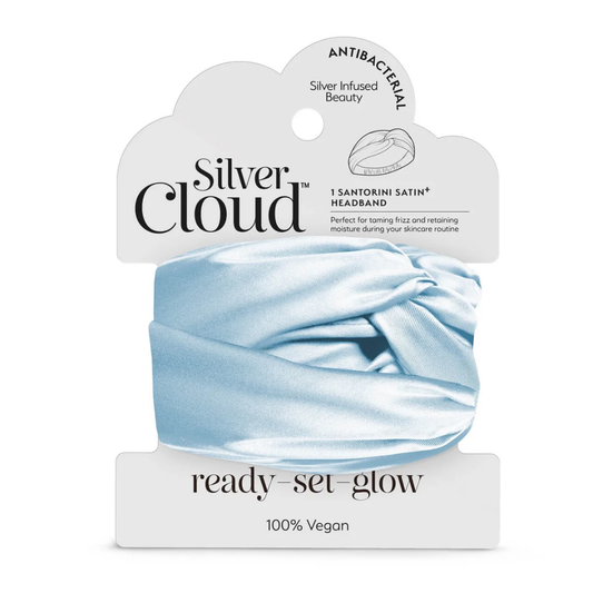 Silver Cloud Satín hárband Light Blue