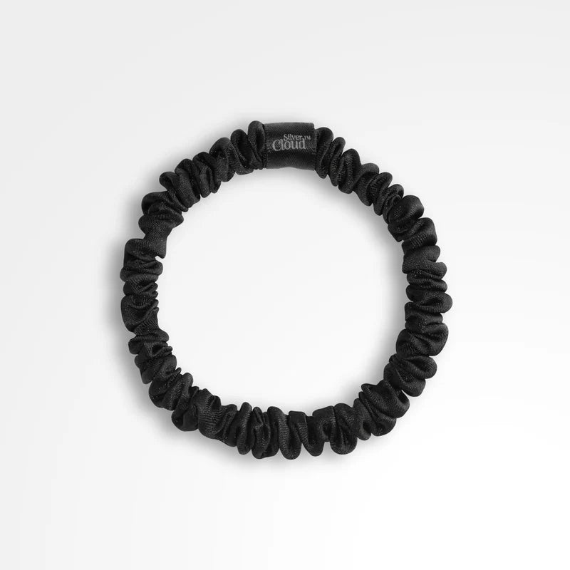 Silver Cloud Satín Skinny hárteygjur Black