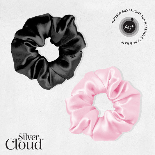 Silver Cloud Satín hárteygjur Large Pink & Black