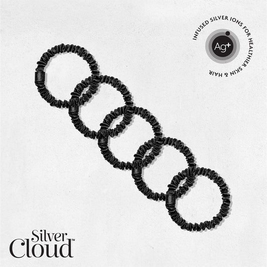 Silver Cloud Satín Skinny hárteygjur Black