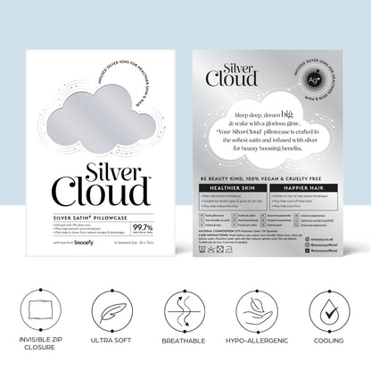 Satín silki koddaver frá Silver Cloud sem hrindir frá sér bakteríum