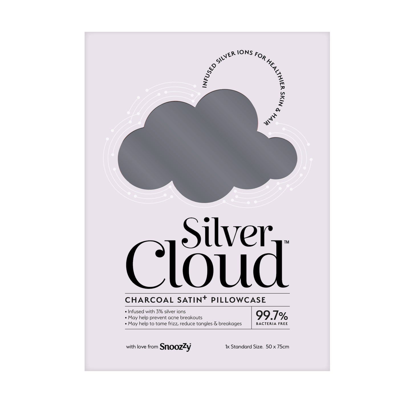 Silver Cloud Satín silki Koddaver - Charcoal