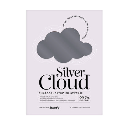 Silver Cloud Satín silki Koddaver - Charcoal