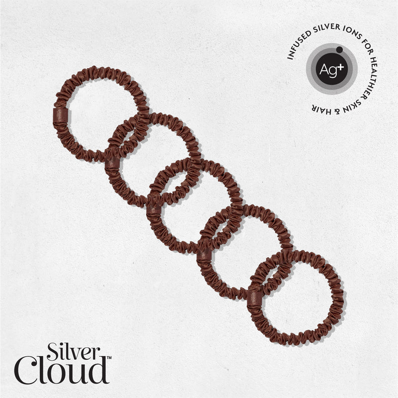 Silver Cloud Satín Skinny hárteygjur Chocolate