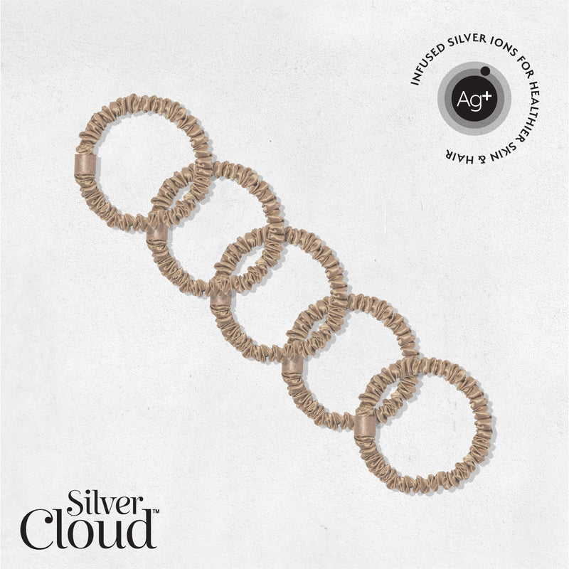 Silver Cloud Satín Skinny hárteygjur Caramel