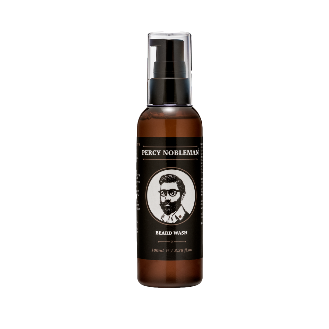 Skegghreinsir frá Percy Nobleman. 100 ml, Vegan, Cruelty-free. Hreinsar skeggið mjúklega. Án sterkra súlfata eða þurrkandi efna.