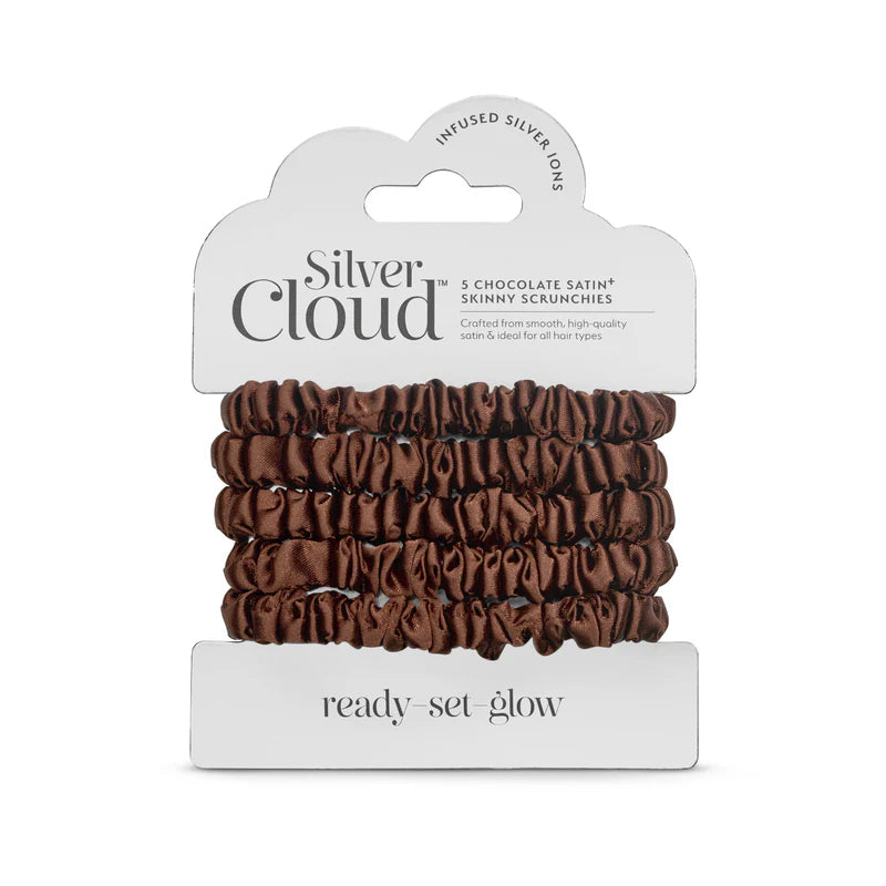 Silver Cloud Satín Skinny hárteygjur Chocolate
