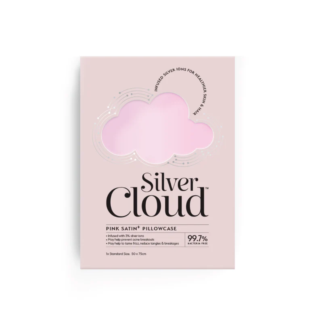 Silver Cloud Satín silki Koddaver - Bleikt