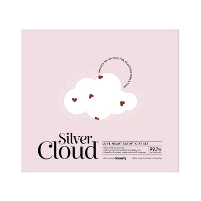 Silver Cloud Satín silki gjafasett - Hjörtu