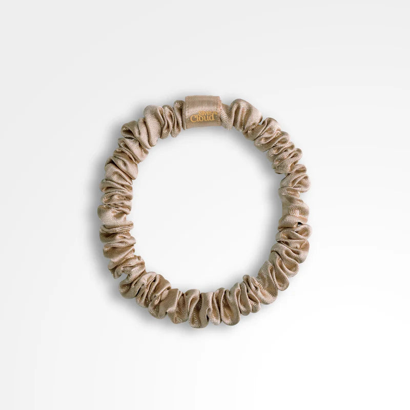 Silver Cloud Satín Skinny hárteygjur Caramel