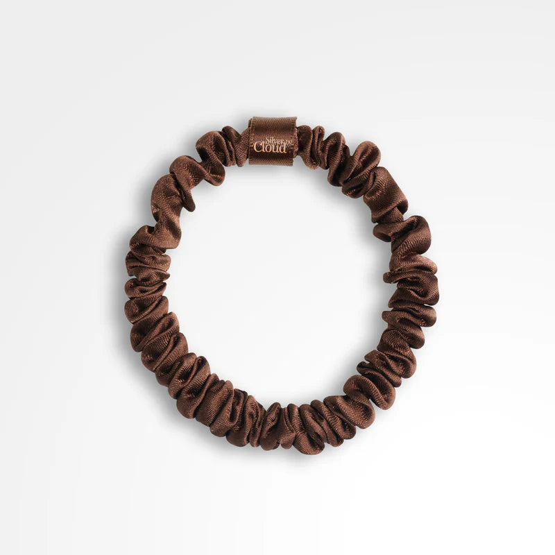 Silver Cloud Satín Skinny hárteygjur Chocolate