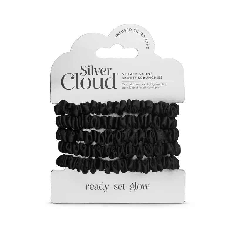 Silver Cloud Satín Skinny hárteygjur Black
