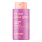 Pink body wash bottle with pink cap and text on a white background