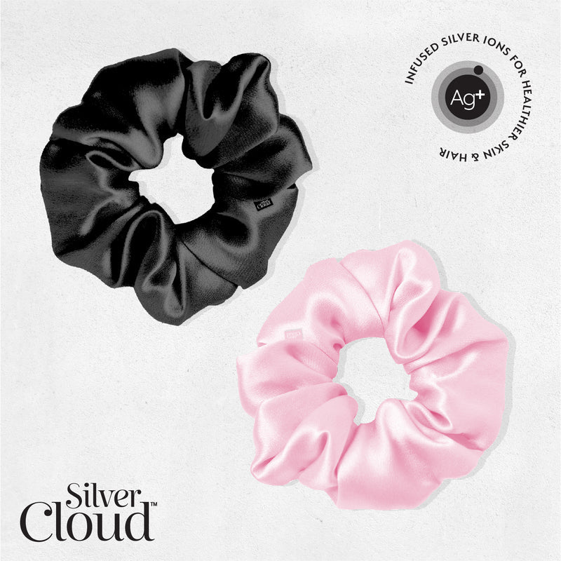 Silver Cloud Satín hárteygjur Large Pink & Black