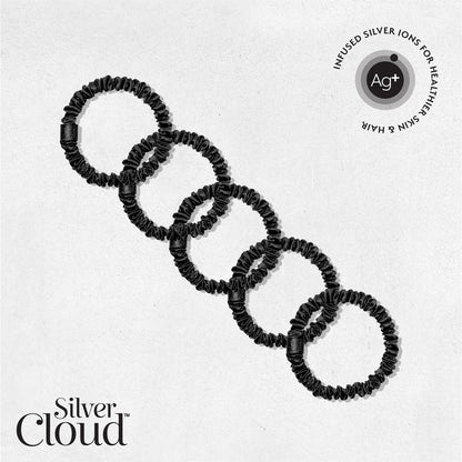 Silver Cloud Satín Skinny hárteygjur Black