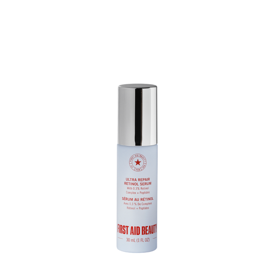 First Aid Beauty ultra repair retinol serum bottle on a white background